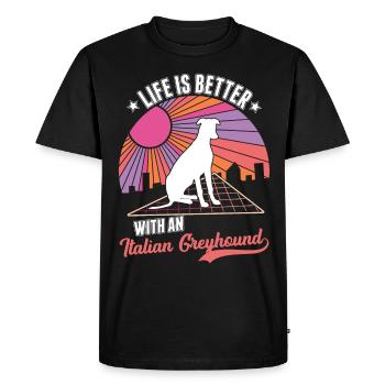 Italian Greyhound Gift - Men's Premium Organic T-Shirt - black - Front - Nico (187cm)