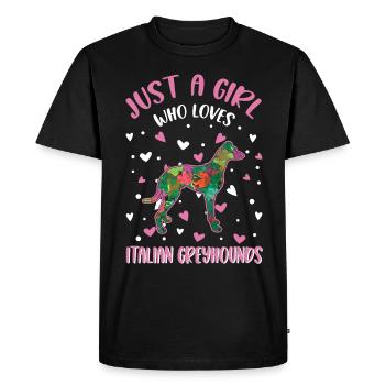 Italian Greyhound Girl - Men's Premium Organic T-Shirt - black - Front - Nico (187cm)