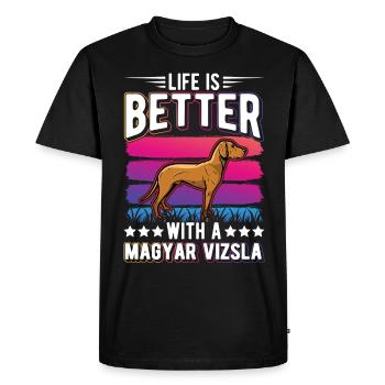 La vie est meilleure avec Magyar Vizsla - T-shirt Premium bio Homme - noir - Devant - Nico (187cm)