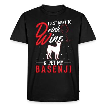 Basenji et le vin - T-shirt Premium bio Homme - noir - Devant - Nico (187cm)