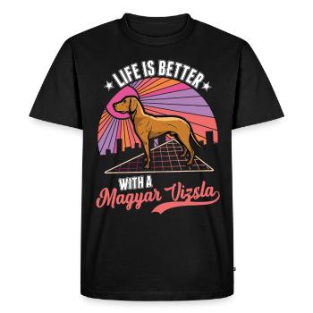 La vie est meilleure avec Magyar Vizsla - T-shirt Premium bio Homme - noir - Devant - Nico (187cm)