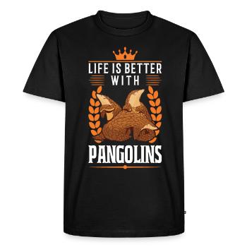 Life is better with a pangolin - Men's Premium Organic T-Shirt - black - Front - Nico (187cm)