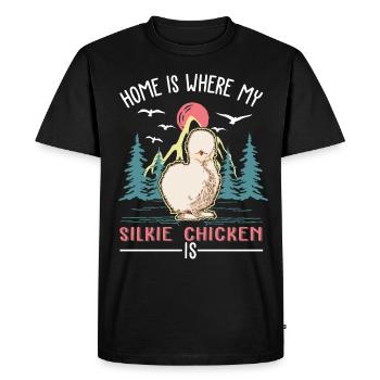 La maison est là où se trouve mon poulet soyeux - T-shirt Premium bio Homme - noir - Devant - Nico (187cm)