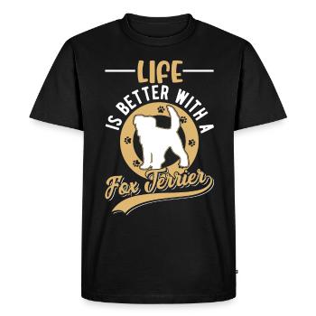La vie est meilleure avec un fox-terrier - T-shirt Premium bio Homme - noir - Devant - Nico (187cm)