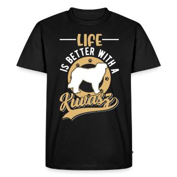Feasting is better with Kuvasz - Men's Premium Organic T-Shirt - black - Front - Nico (187cm)