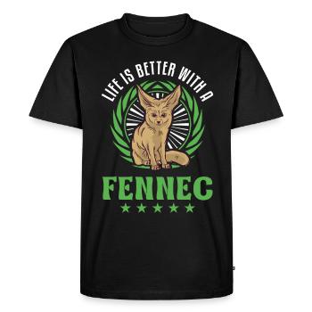 La vie est meilleure avec un fennec - T-shirt Premium bio Homme - noir - Devant - Nico (187cm)