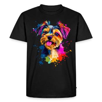 Coloré artistique Yorkshire terrier chien Yorkie - T-shirt Premium bio Homme - noir - Devant - Nico (187cm)