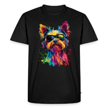Coloré artistique Yorkshire terrier chien Yorkie - T-shirt Premium bio Homme - noir - Devant - Nico (187cm)