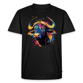 Coloré Artistique Buffalo Big Five Wildlife Safari - T-shirt Premium bio Homme - noir - Devant - Nico (187cm)