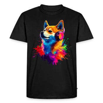 Coloré Artistique Shiba Inu Casque Chiens - T-shirt Premium bio Homme - noir - Devant - Nico (187cm)