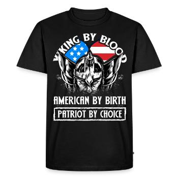Viking par le sang américain par naissance patriote par - T-shirt Premium bio Homme - noir - Devant - Nico (187cm)