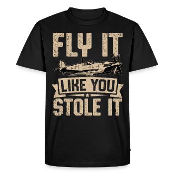 Pilotez-le comme si vous l’aviez volé - T-shirt Premium bio Homme - noir - Devant - Nico (187cm)