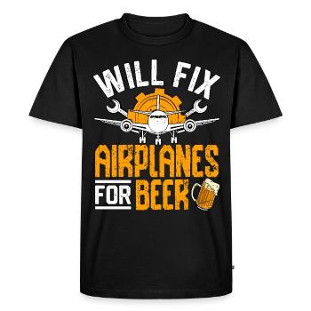 Réparera les avions pour la bière - T-shirt Premium bio Homme - noir - Devant - Nico (187cm)