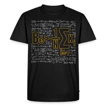 Jeu de mots mathématique - Soyez supérieur à la moyenne - T-shirt Premium bio Homme - noir - Devant - Nico (187cm)