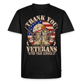 Merci aux anciens combattants pour votre service - T-shirt Premium bio Homme - noir - Devant - Nico (187cm)
