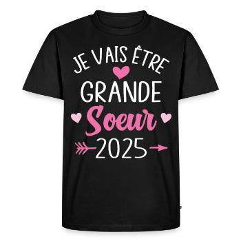 Je Vais Être Grande Sœur 2025 - T-shirt Premium bio Homme - noir - Devant - Nico (187cm)