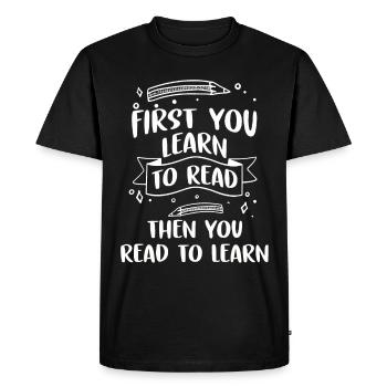 Teacher - Men's Premium Organic T-Shirt - black - Front - Nico (187cm)