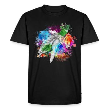 Tortue Détendue Chill Mer Océan Plage - T-shirt Premium bio Homme - noir - Devant - Nico (187cm)