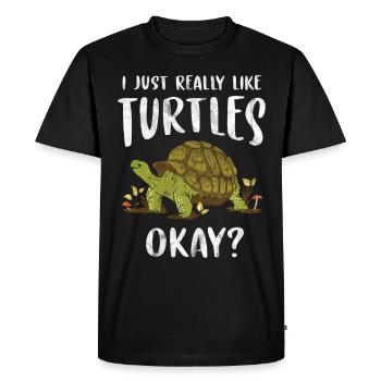 Turtle Relaxed Chill Sea Ocean Beach - Men's Premium Organic T-Shirt - black - Front - Nico (187cm)