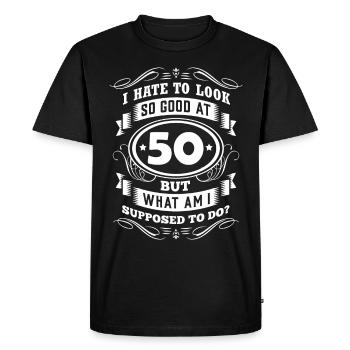 50th Birthday Party Old October Year of Construction - Men's Premium Organic T-Shirt - black - Front - Nico (187cm)