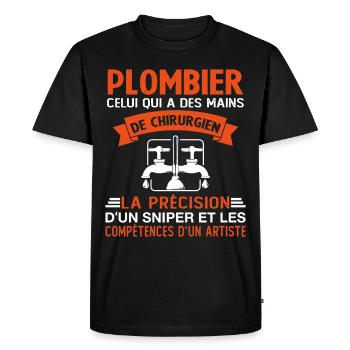 Homme Cadeau drôle plombiers Humour - T-shirt Premium bio Homme - noir - Devant - Nico (187cm)