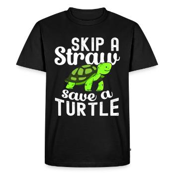 Tortue Détendue Chill Mer Océan Plage - T-shirt Premium bio Homme - noir - Devant - Nico (187cm)
