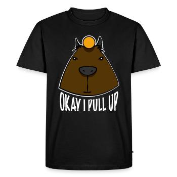 Okay I Pull Up Capybara Meme - Men's Premium Organic T-Shirt - black - Front - Nico (187cm)