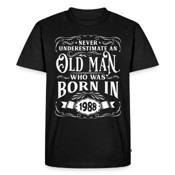 1988 Cadeau d’anniversaire Bursdag vintage - T-shirt Premium bio Homme - noir - Devant - Nico (187cm)