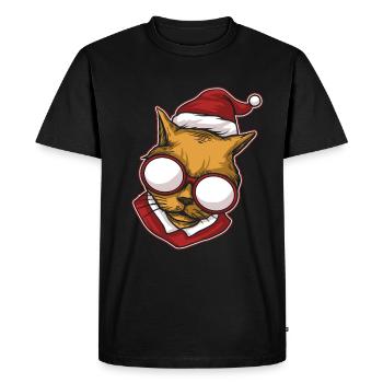 Moche pull de Noël Tshirt chat de Noël - T-shirt Premium bio Homme - noir - Devant - Nico (187cm)