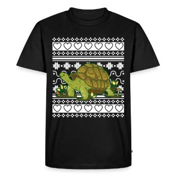 Pull de Noël moche Tortue de Noël - T-shirt Premium bio Homme - noir - Devant - Nico (187cm)