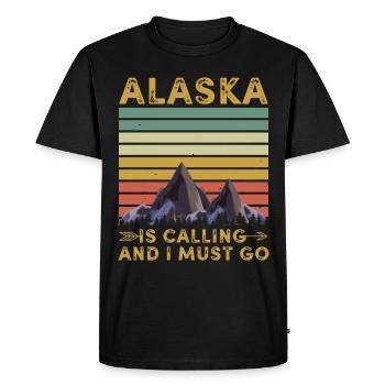 Alaska Gift USA Nature Bear Denali Grizzly Forest - Men's Premium Organic T-Shirt - black - Front - Nico (187cm)