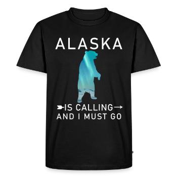 Alaska Gift USA Nature Bear Denali Grizzly Forest - Men's Premium Organic T-Shirt - black - Front - Nico (187cm)