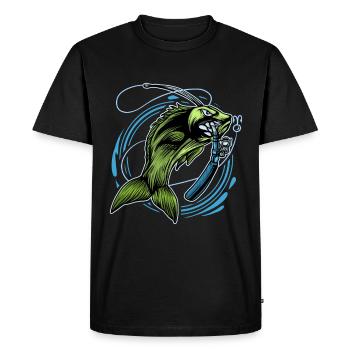 Pêche - T-shirt Premium bio Homme - noir - Devant - Nico (187cm)