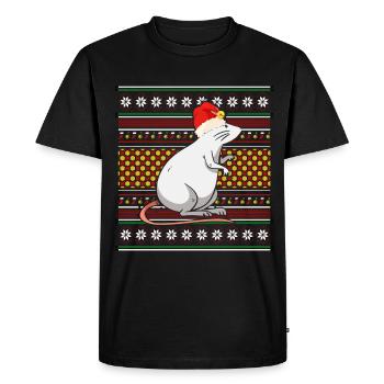 Ugly Christmas Sweater Christmas Mouse - Men's Premium Organic T-Shirt - black - Front - Nico (187cm)