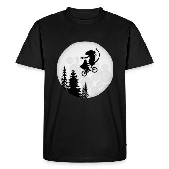 Alien in the bike basket Funny Moon Silhouette - Men's Premium Organic T-Shirt - black - Front - Nico (187cm)