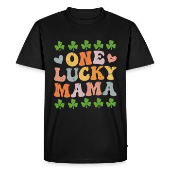 Une maman chanceuse Saint-Patrick - T-shirt Premium bio Homme - noir - Devant - Nico (187cm)