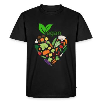 Cœur végétal végétalien - T-shirt Premium bio Homme - noir - Devant - Nico (187cm)