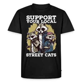 Soutenez votre chat de rue local Opossum de raton laveur - T-shirt Premium bio Homme - noir - Devant - Nico (187cm)