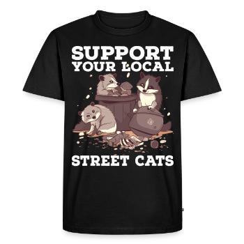 Soutenez votre chat de rue local Opossum de raton laveur - T-shirt Premium bio Homme - noir - Devant - Nico (187cm)