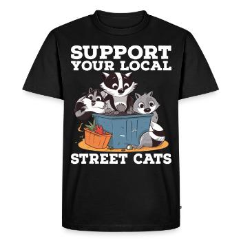 Soutenez votre chat de rue local Opossum de raton laveur - T-shirt Premium bio Homme - noir - Devant - Nico (187cm)