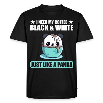 I Need My Coffee Black and White Just Like a Panda - Men's Premium Organic T-Shirt - black - Front - Nico (187cm)