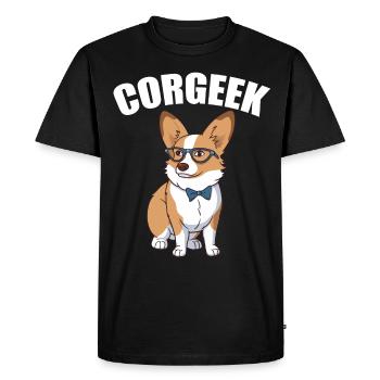 Corgi avec lunettes Geeks Nerds Corgis chien Corgeek - T-shirt Premium bio Homme - noir - Devant - Nico (187cm)