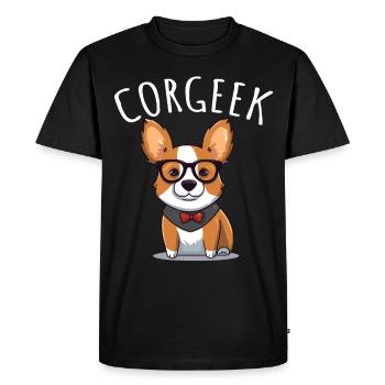 Corgi avec lunettes Geeks Nerds Corgis chien Corgeek - T-shirt Premium bio Homme - noir - Devant - Nico (187cm)