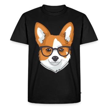 Corgi avec lunettes Geeks Nerds Corgis chien Corgeek - T-shirt Premium bio Homme - noir - Devant - Nico (187cm)