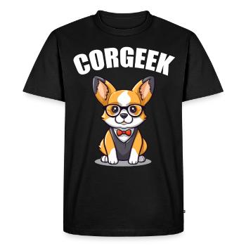 Corgi avec lunettes Geeks Nerds Corgis chien Corgeek - T-shirt Premium bio Homme - noir - Devant - Nico (187cm)