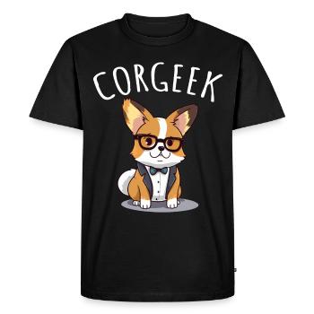 Corgi avec lunettes Geeks Nerds Corgis chien Corgeek - T-shirt Premium bio Homme - noir - Devant - Nico (187cm)