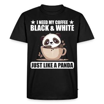 I Need My Coffee Black and White Just Like a Panda - Men's Premium Organic T-Shirt - black - Front - Nico (187cm)