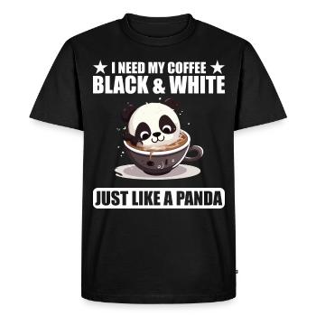 I Need My Coffee Black and White Just Like a Panda - Men's Premium Organic T-Shirt - black - Front - Nico (187cm)