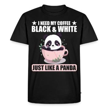 I Need My Coffee Black and White Just Like a Panda - Men's Premium Organic T-Shirt - black - Front - Nico (187cm)