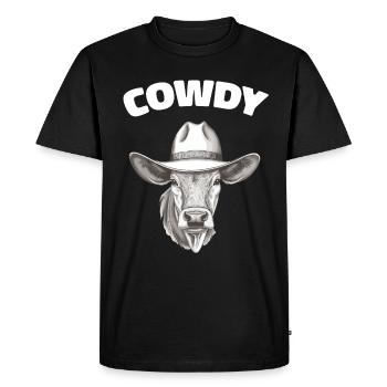 Cowdy Yall Y'all cow with hat for the cow fan - Men's Premium Organic T-Shirt - black - Front - Nico (187cm)